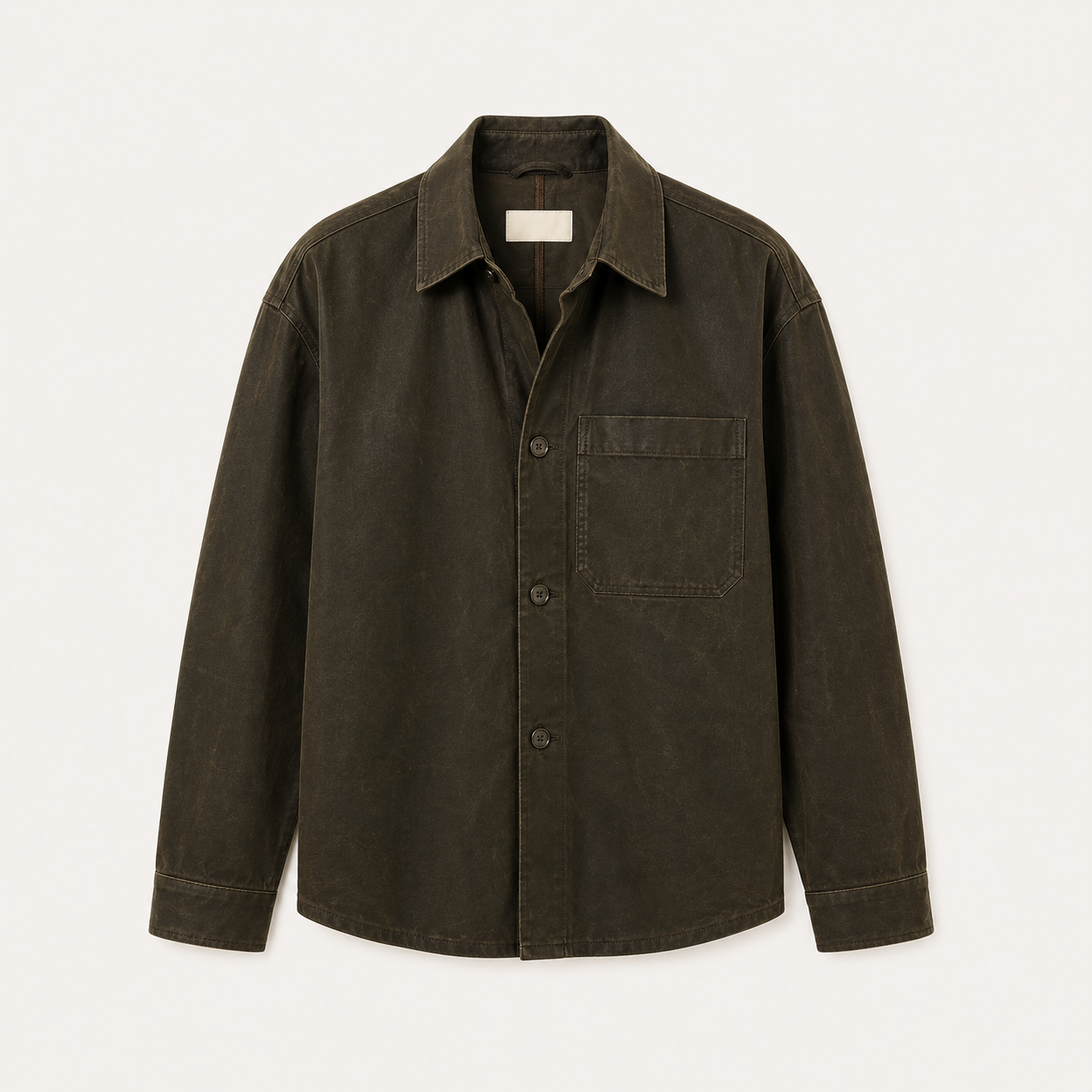 Waxed cotton overshirt